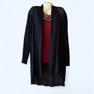 VOCAL NWT Black Studded PLUS Size Open-Front Cardigan